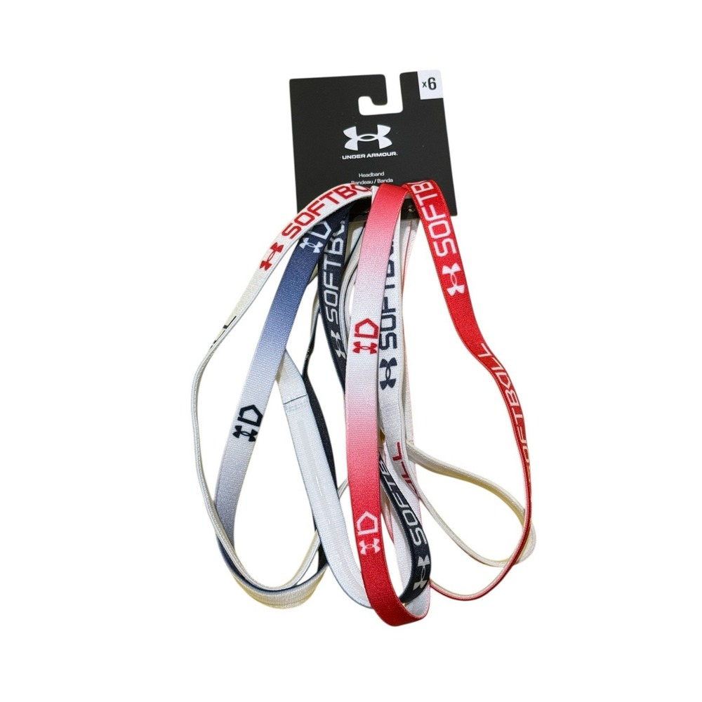 NWT Under Armour Womens UA Graphic Softball Headbands 6-Pack OSFA Multi-Color
